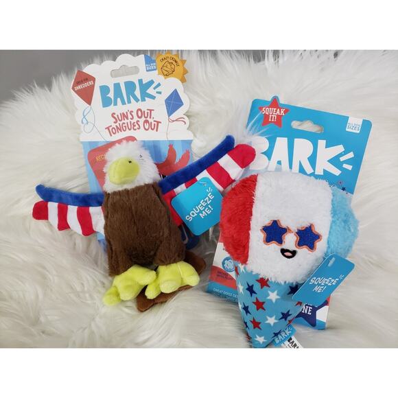 NEW LOT Bark‎ Box Regal The Eagle Dog Toy CRAZY CRINKLE squeak 4th july dog toy - Picture 1 of 6